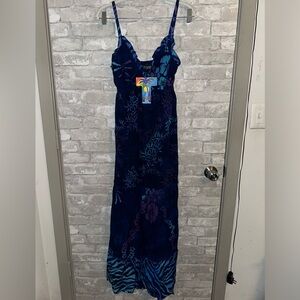 NWT vintage tropical tantrum maxi blue dress sz M
